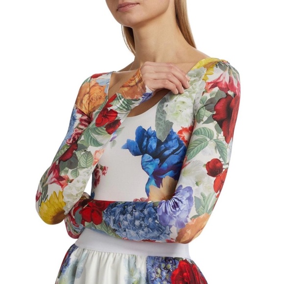Alice + Olivia Tops - Alice + Olivia Multicolor Floral Long Sleeve Top